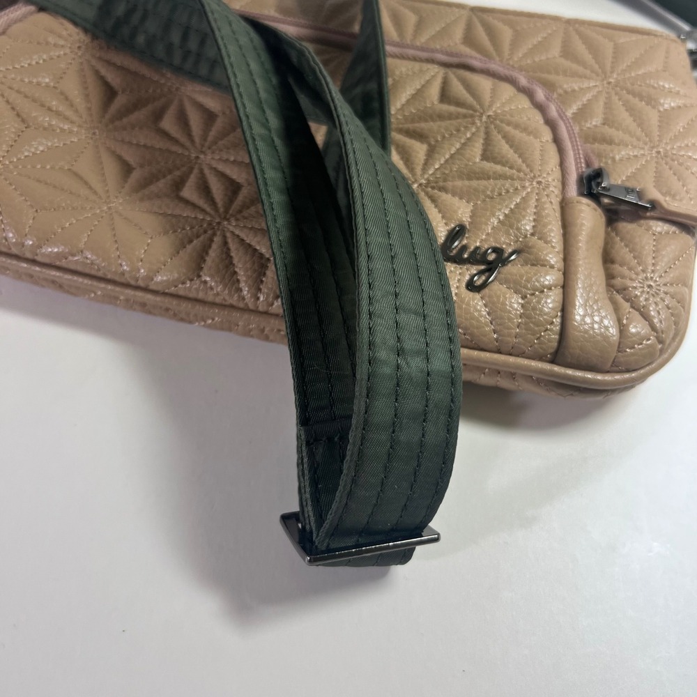 Lug Flyer Luxe Convertible Crossbody Bag VeganLeather Tan Geometric 5 x 10" - Picture 4 of 8